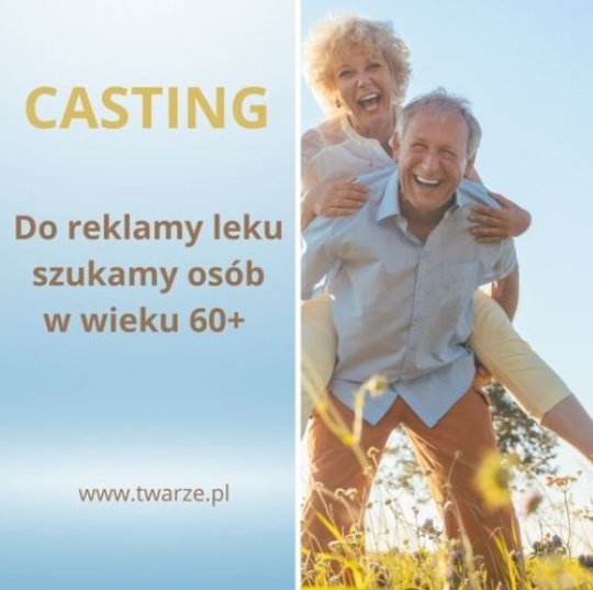 Poszukujemy osób w wieku 60+ do udziału w reklamie leku. 